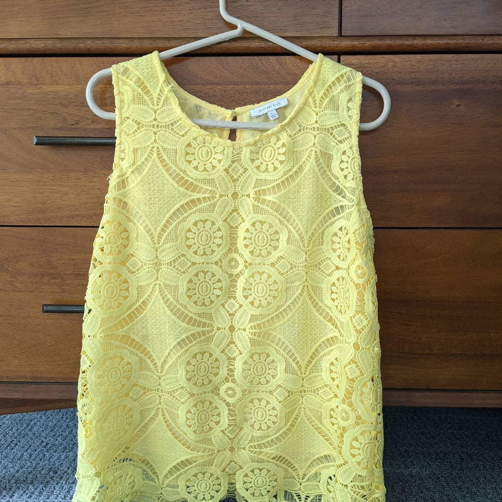 Yellow tank blouse women's Large